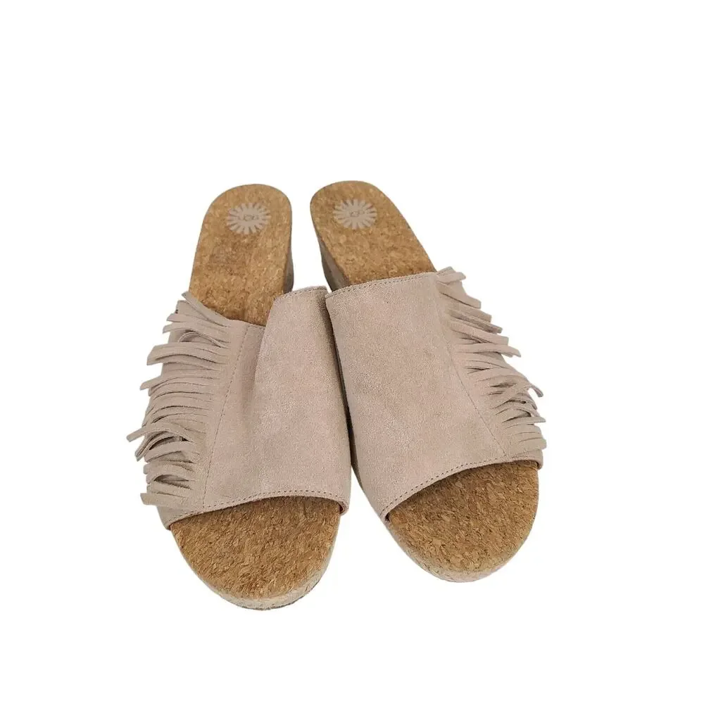 Ugg Danes Fringe Suede Espadrille Wedge‎ Sandal Size 11